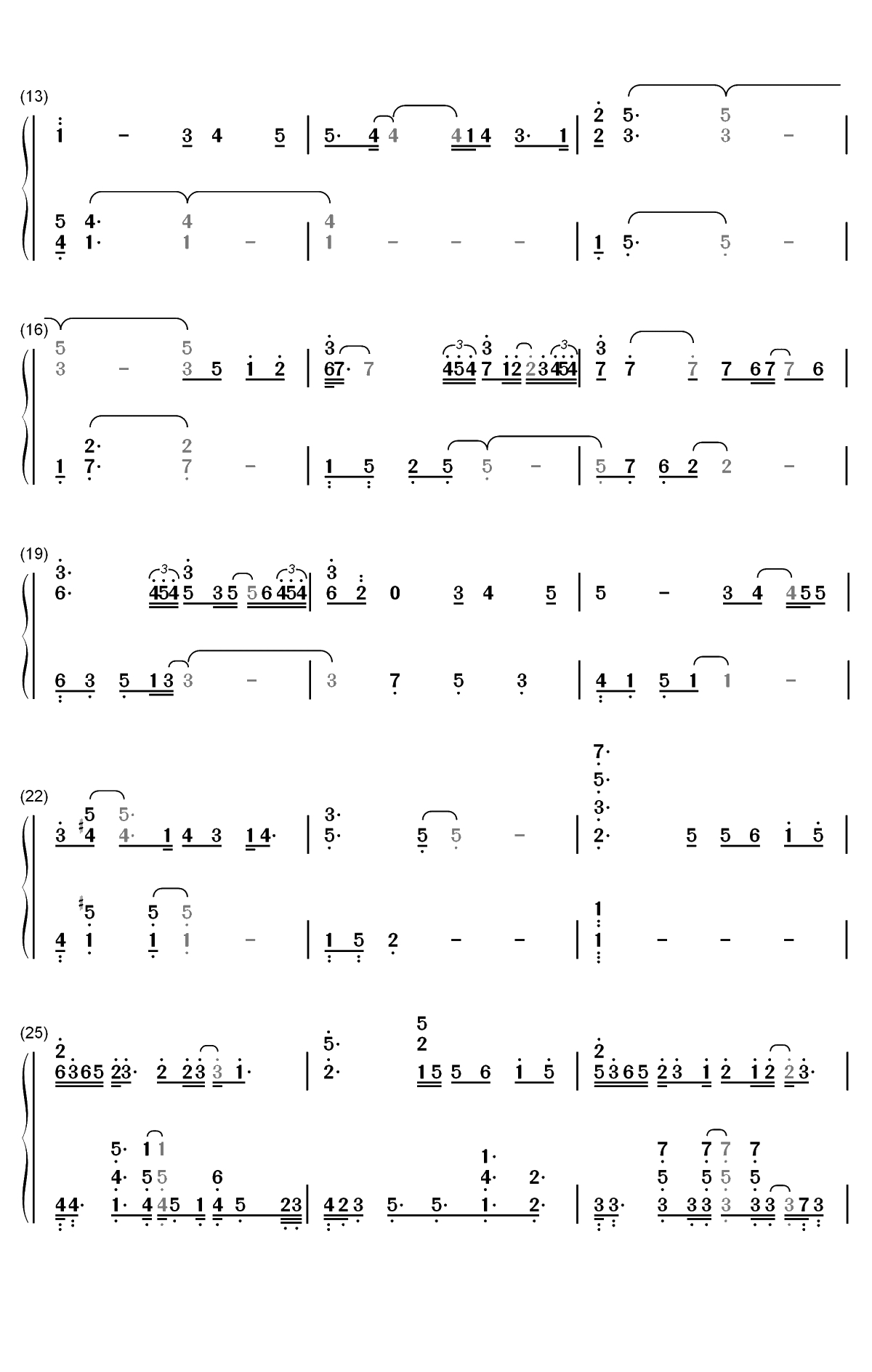 年轮说-荼蘼片头曲双手简谱预览2