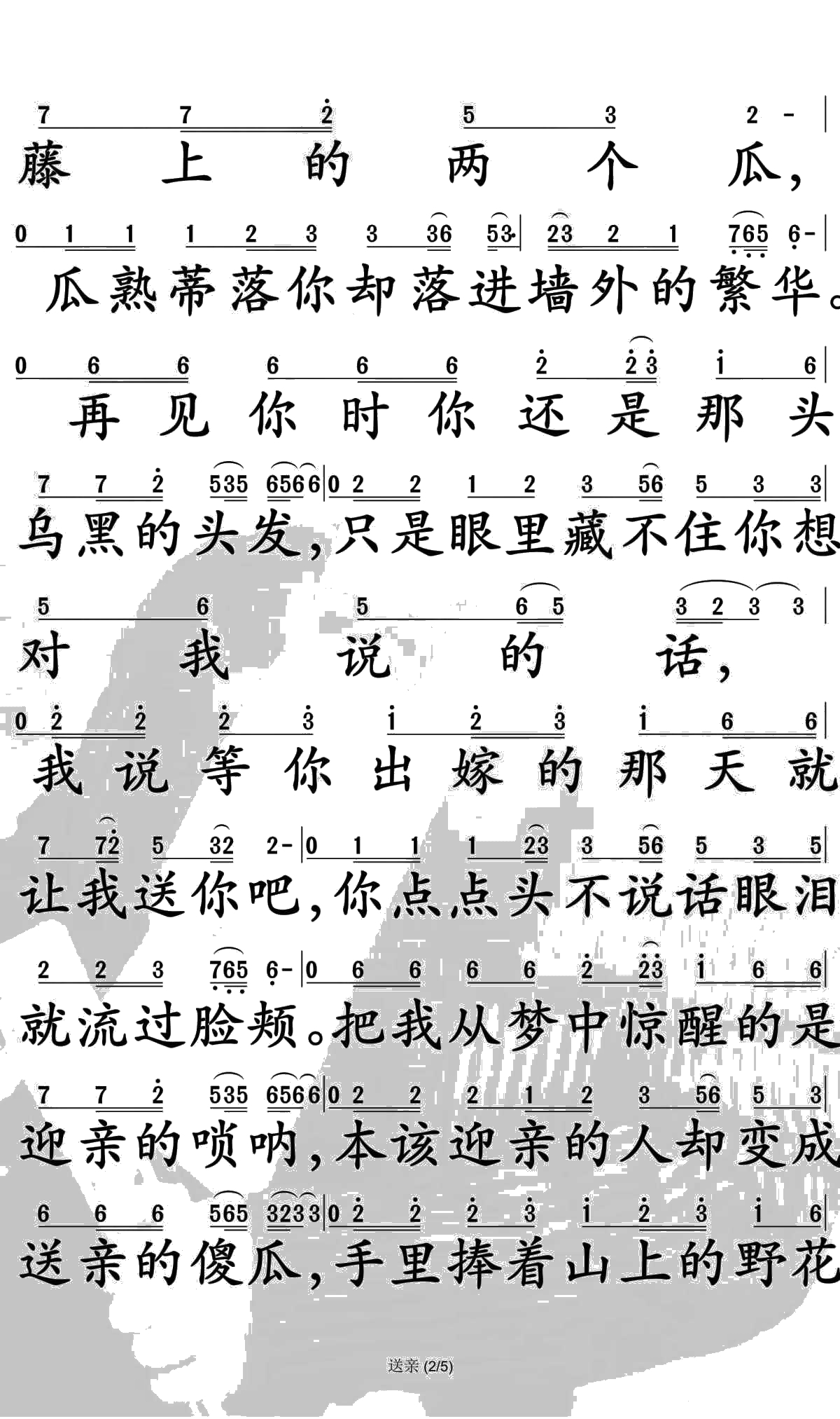 送亲简谱-王琪演唱-孙世彦曲谱2