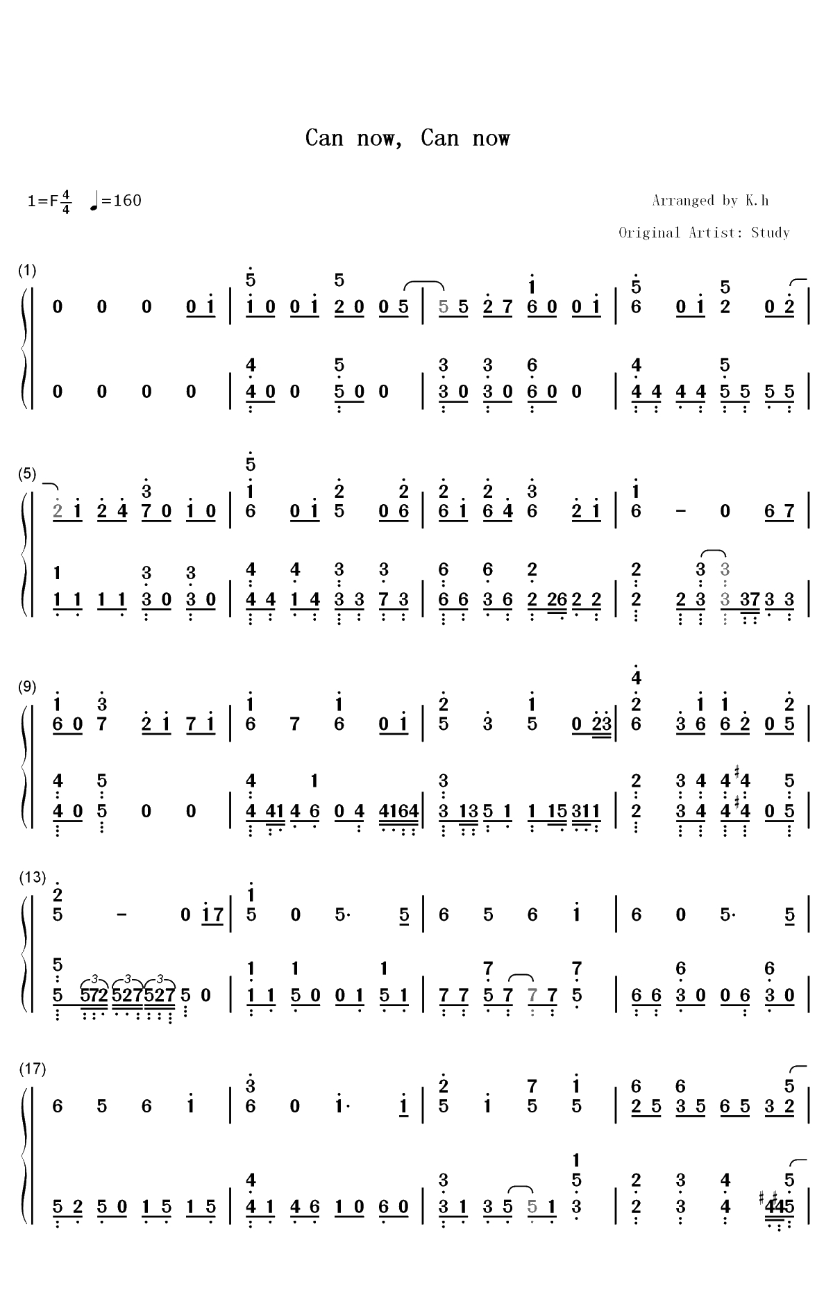 Can now Can now-我们无法一起学习第二季OP双手简谱预览1