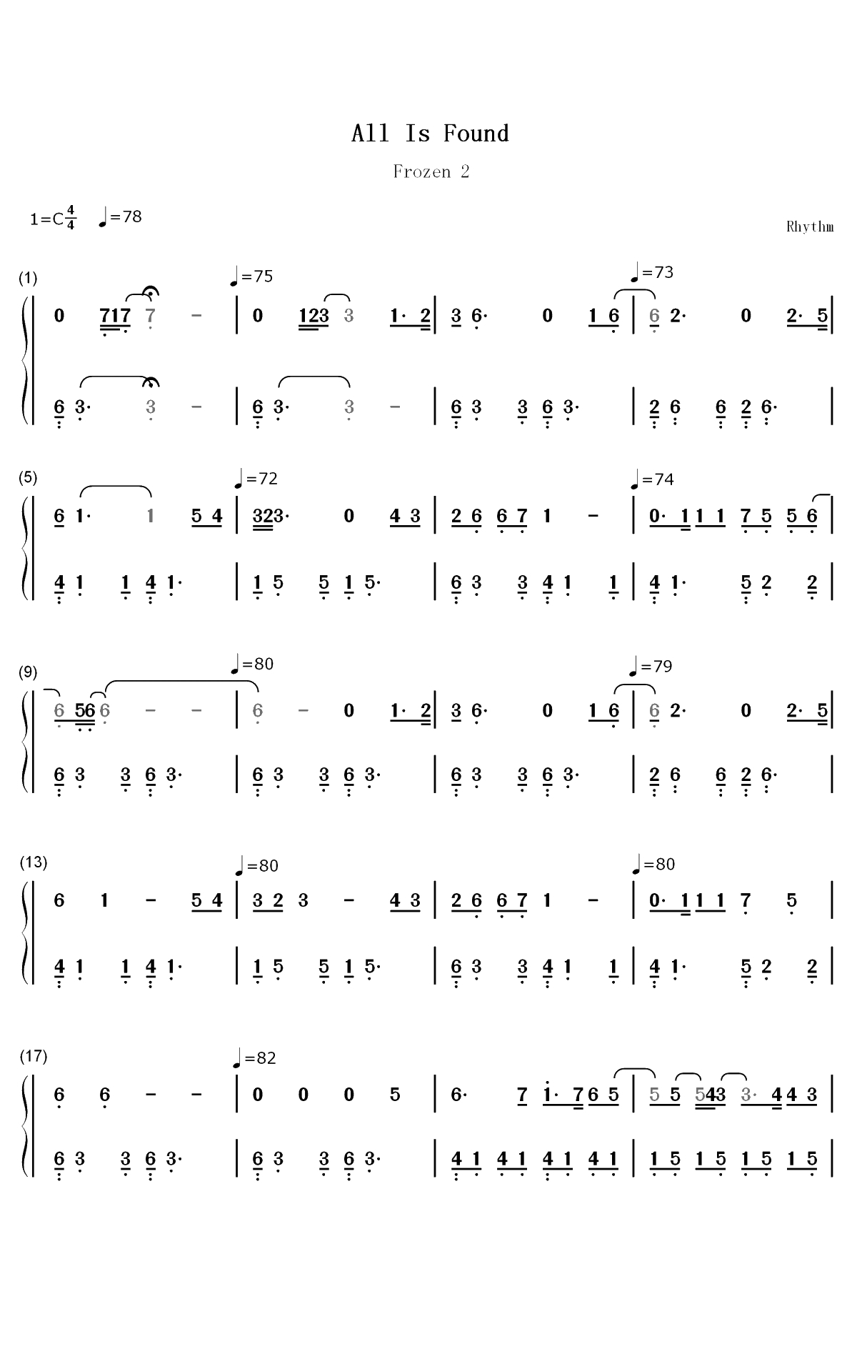 All Is Found-冰雪奇缘2-Frozen 2-回忆之河双手简谱预览1