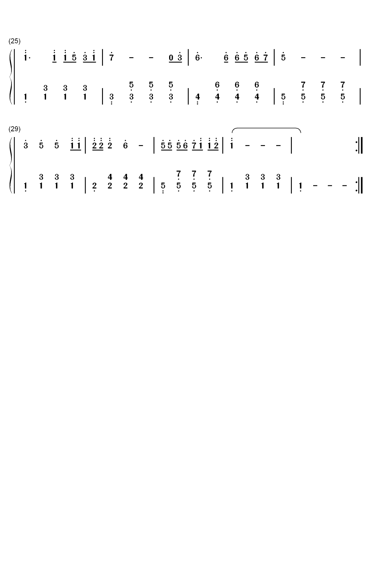 宝贝宝贝-星星为你指路哦宝贝月亮为你祝福哦-超流行儿歌双手简谱预览2