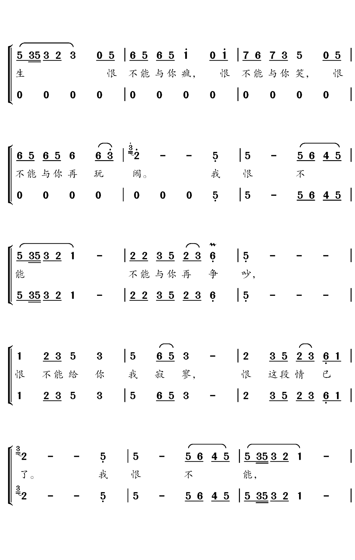 原谅歌简谱-小猛/祖瑜兄演唱-对影斋曲谱3