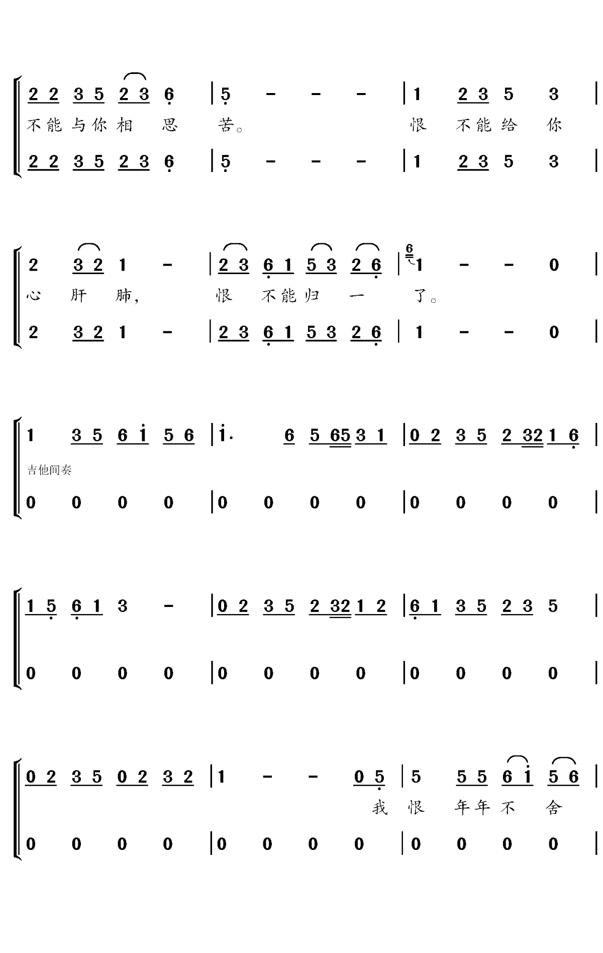 原谅歌简谱-小猛/祖瑜兄演唱-对影斋曲谱4
