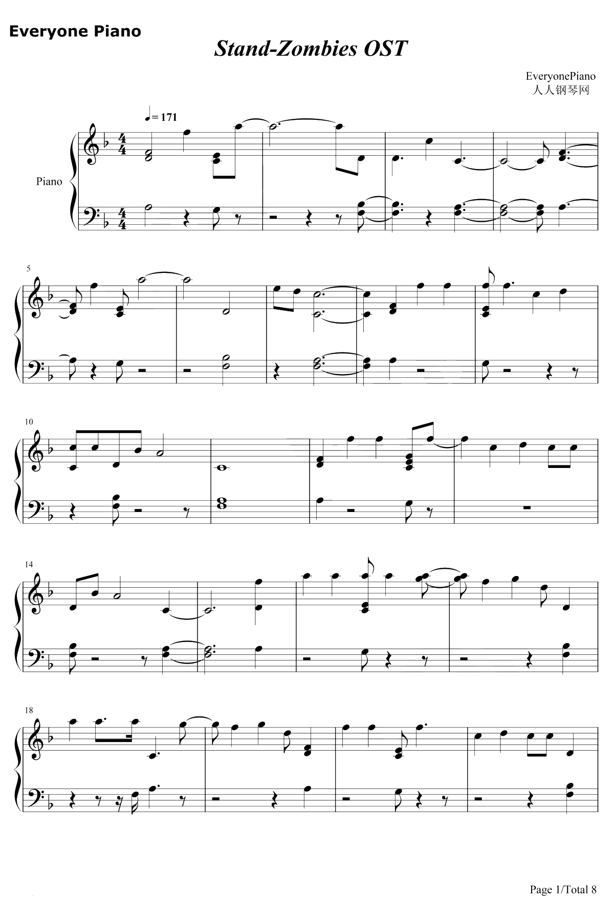 Stand钢琴谱-GeorgeS.Clinton-僵尸高校OST1