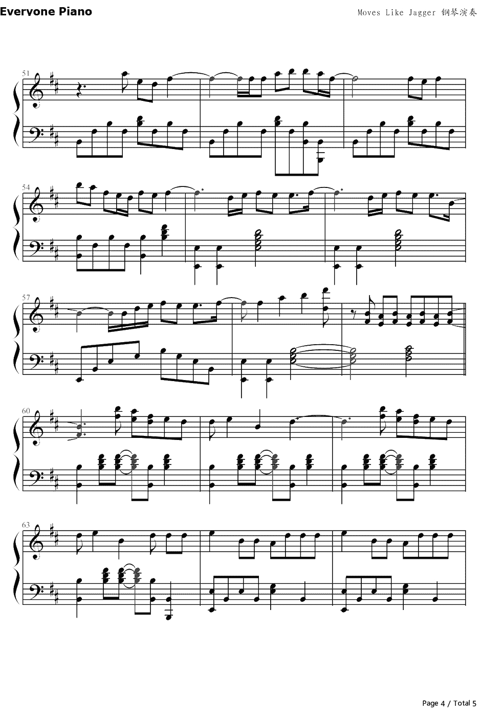 Moves Like Jagger钢琴谱-丁少华/周礼虎-中国好声音4