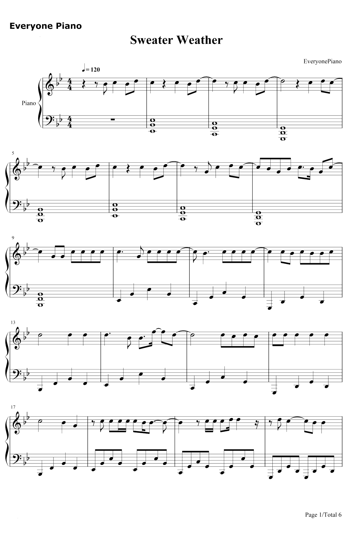 Sweater Weather钢琴谱-TheNeighbourhood1