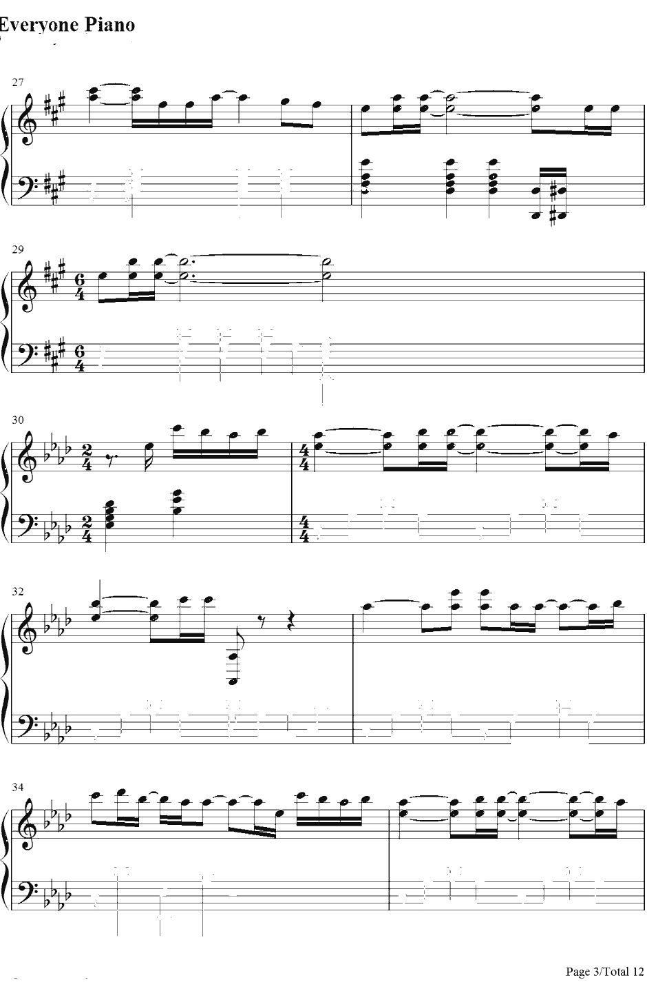 银色飞行船钢琴谱-supercell-被狙击的学园OP3