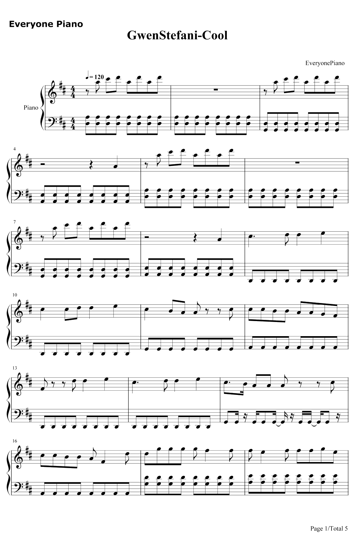 Cool钢琴谱-GwenStefani1