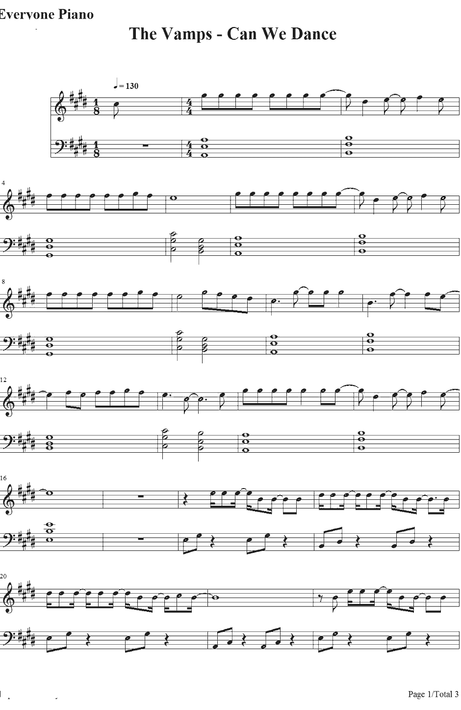 Can We Dance钢琴谱-TheVamps1