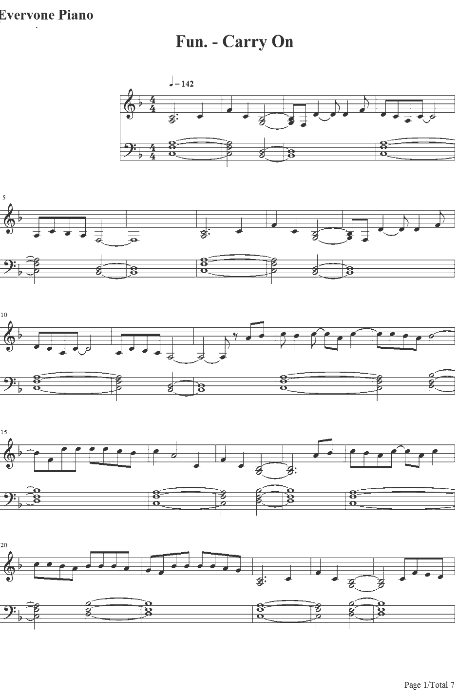 Carry On钢琴谱-Fun.1