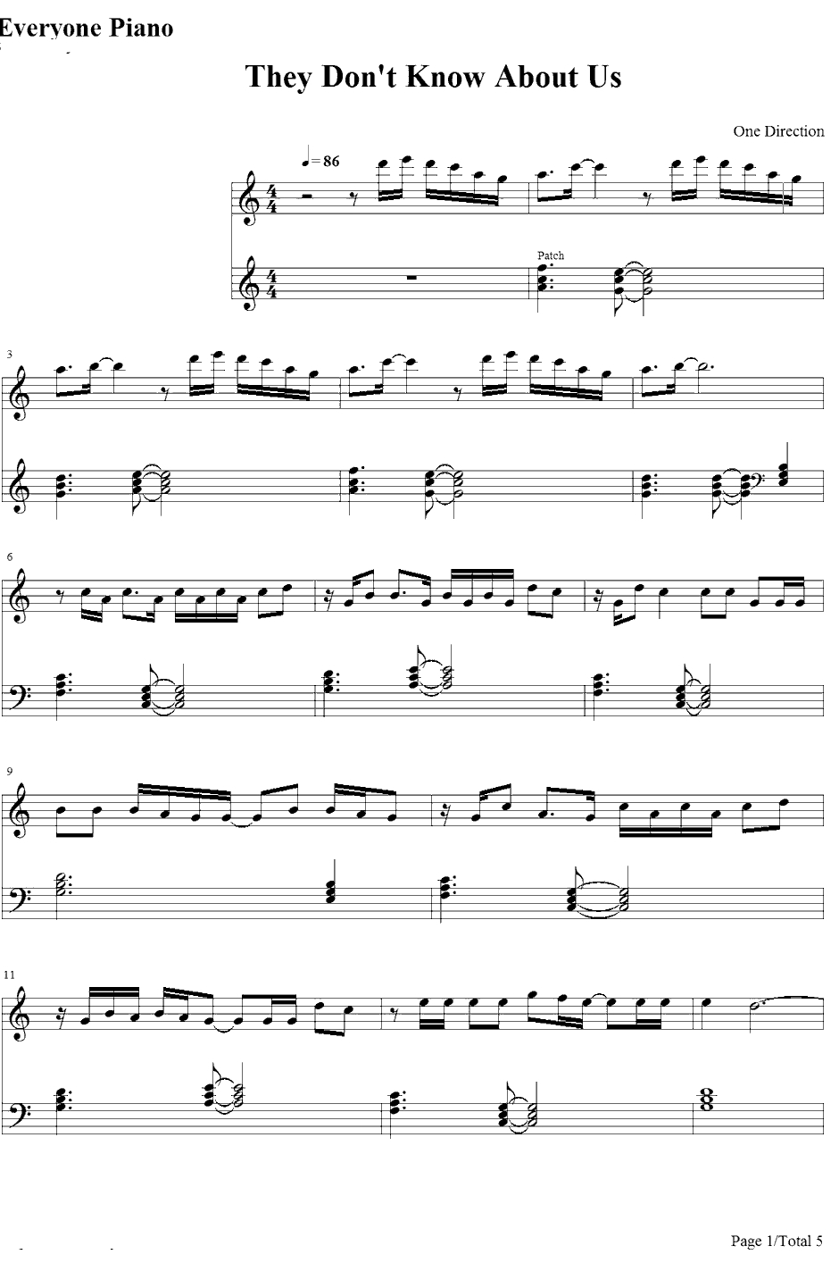 They Don't Know About Us钢琴谱-OneDirection1