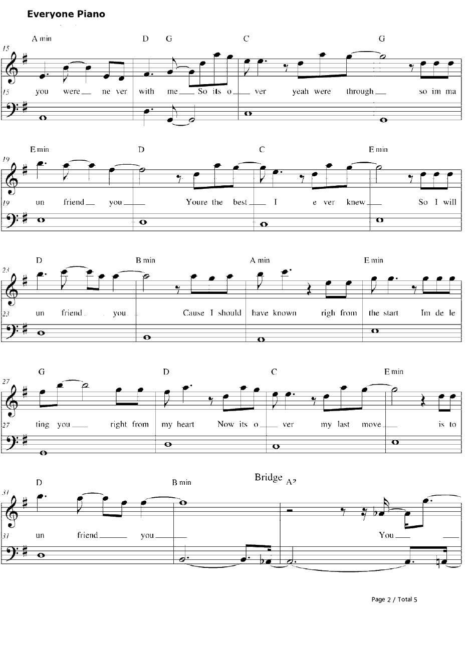 Unfriend You钢琴谱-GreysonChance2