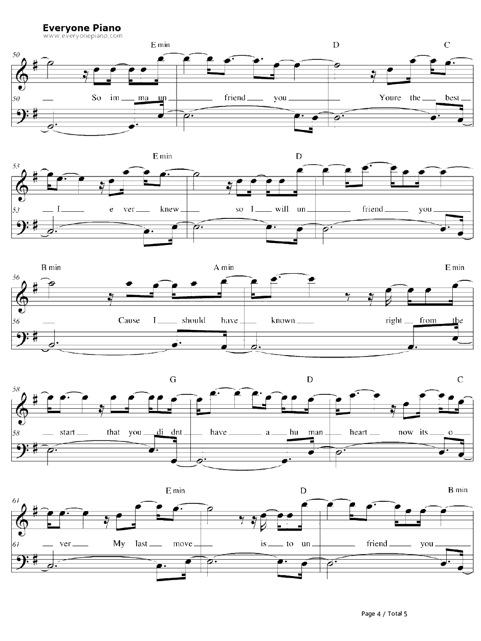 Unfriend You钢琴谱-GreysonChance4