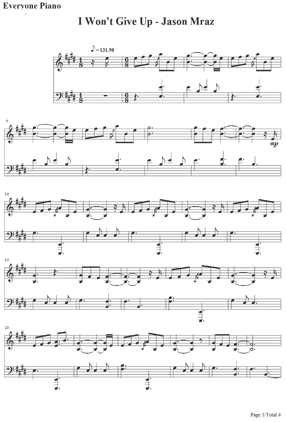I Won't Give Up钢琴谱-JasonMraz1