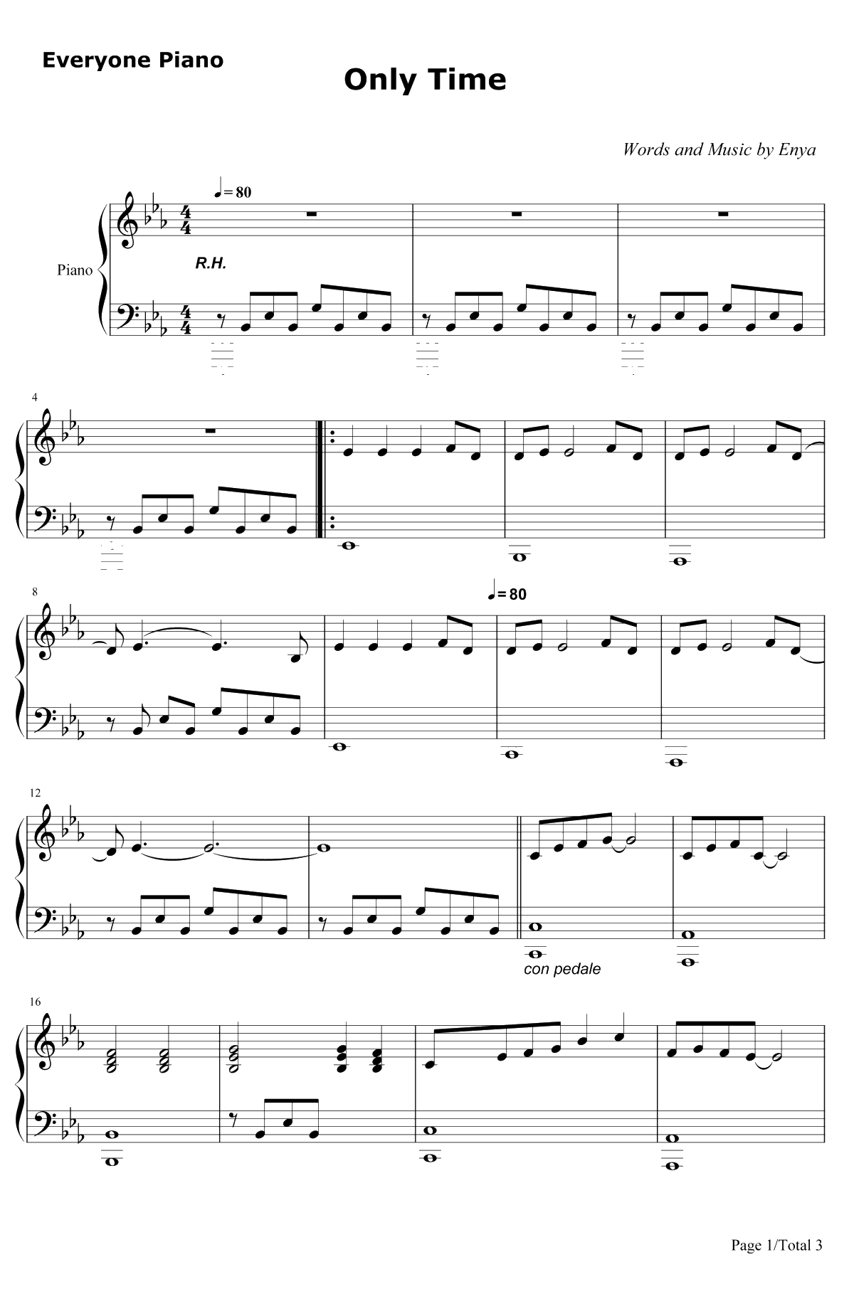 Only Time钢琴谱-Enya1