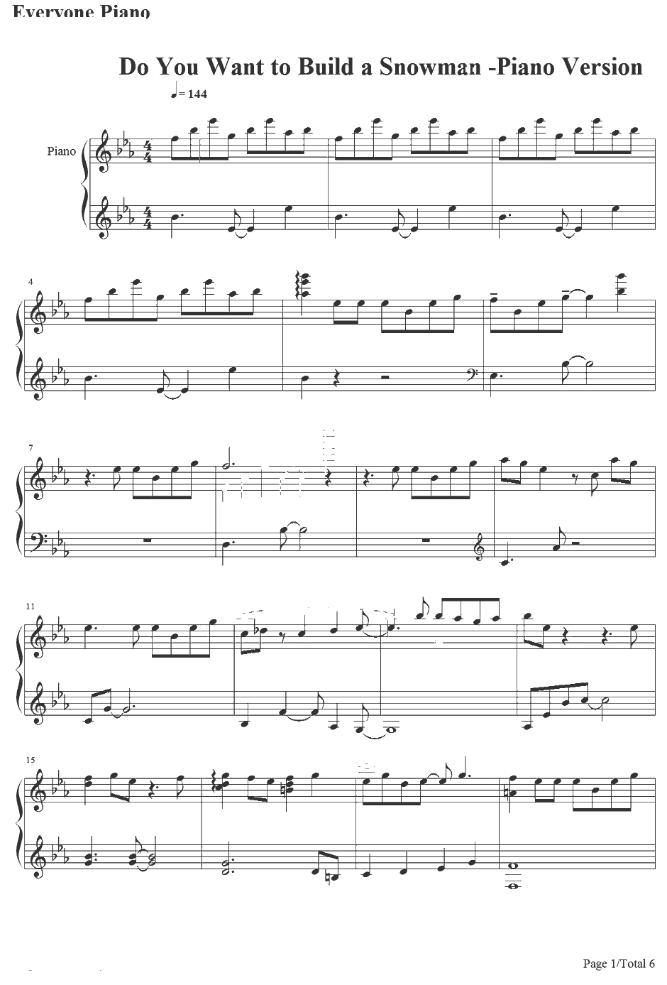 Do You Want to Builda Snow man钢琴版钢琴谱-KristenBell-冰雪奇缘插曲1