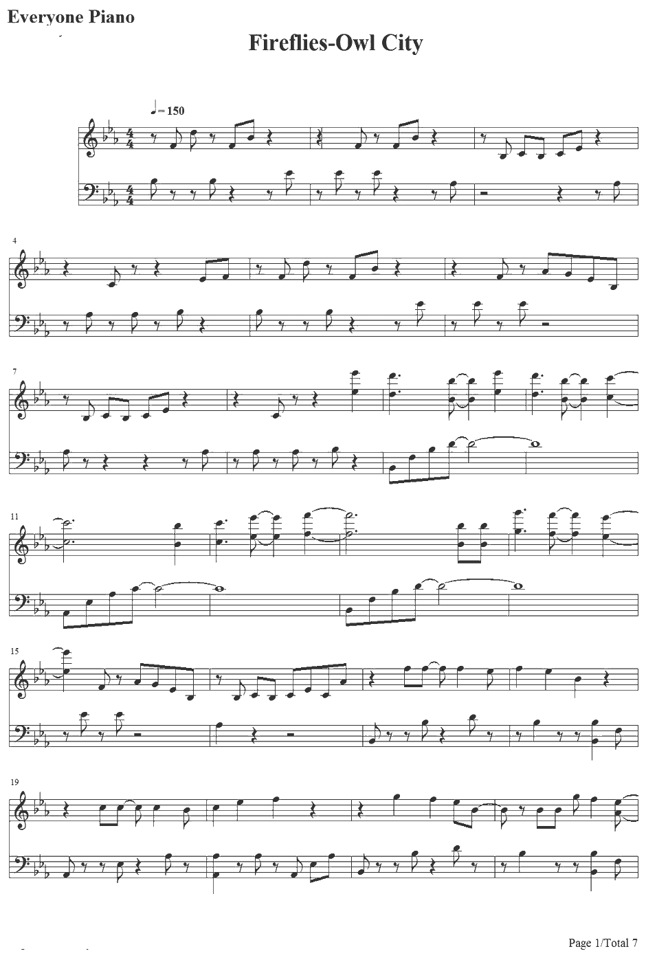 Fire flies钢琴谱-OwlCity1