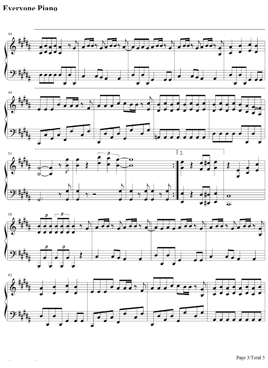 ワニとシャンプー钢琴谱-桃色幸运草Z-Double-J主题曲3