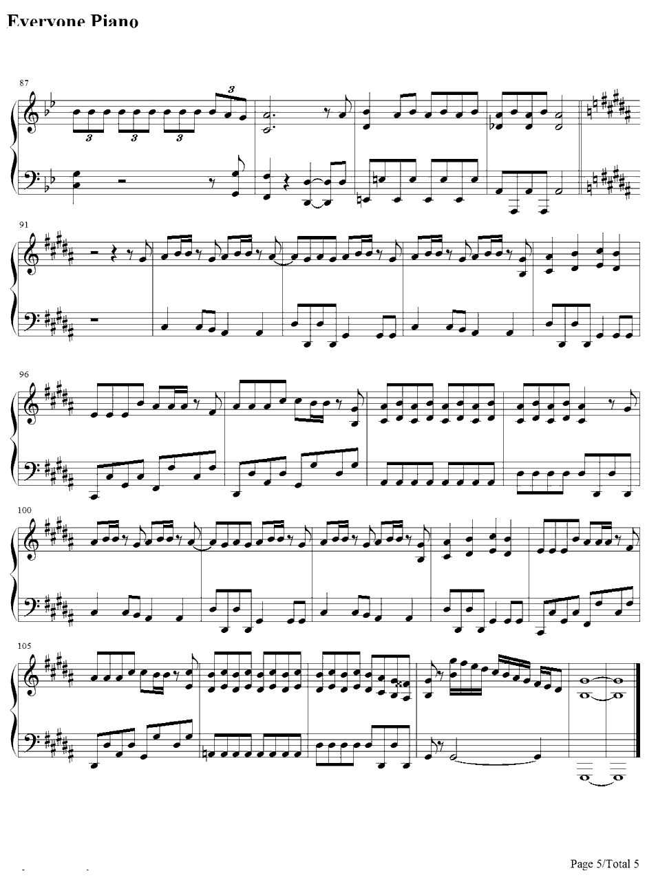 ワニとシャンプー钢琴谱-桃色幸运草Z-Double-J主题曲5