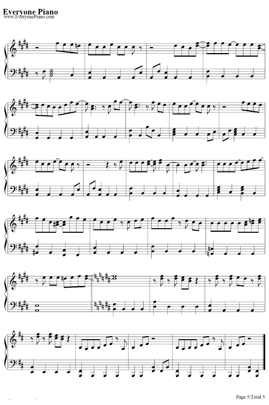 Brea thless钢琴谱-嵐5