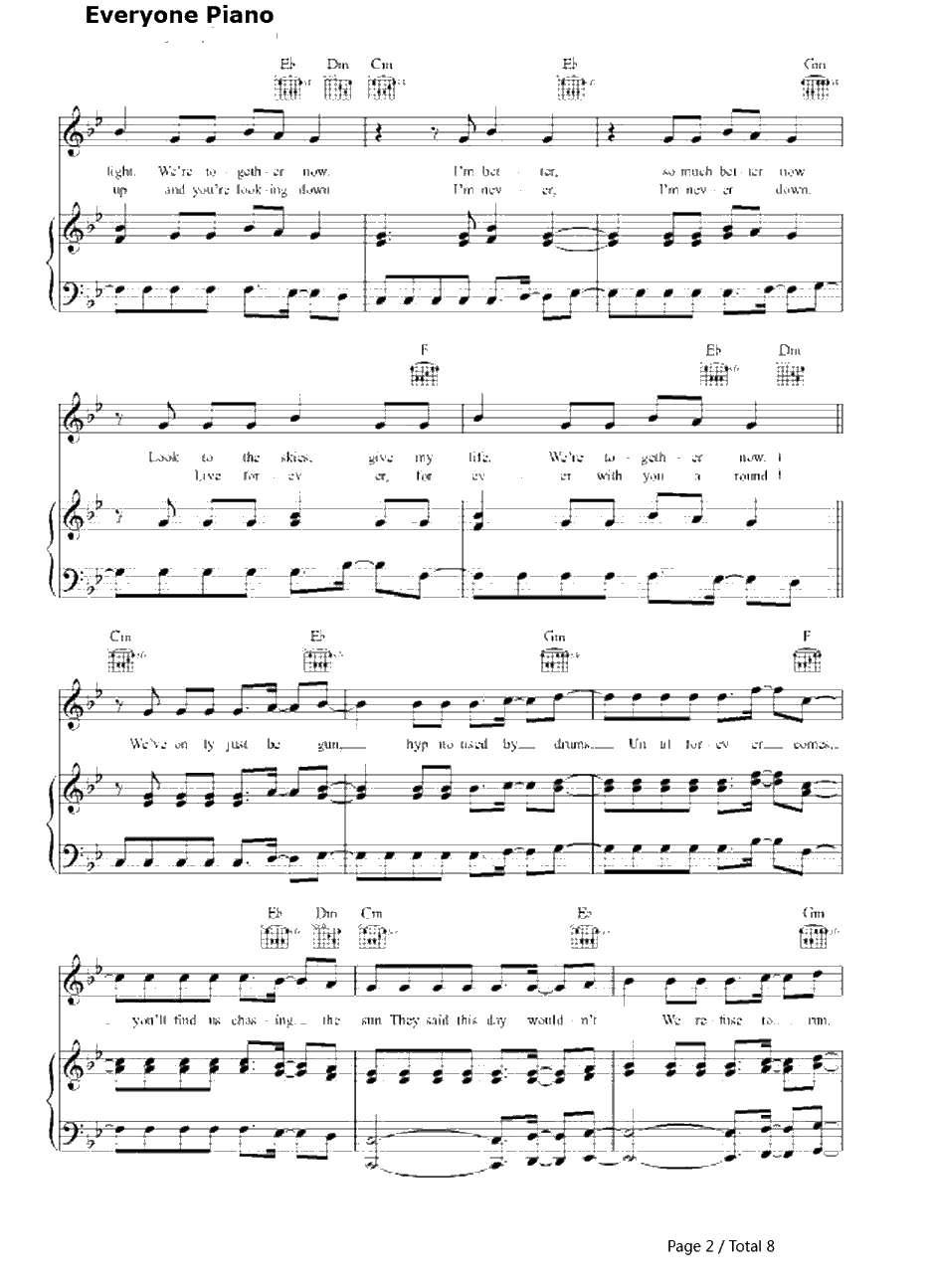 Chasing the Sun钢琴谱-TheWanted-冰川时代4主题曲2