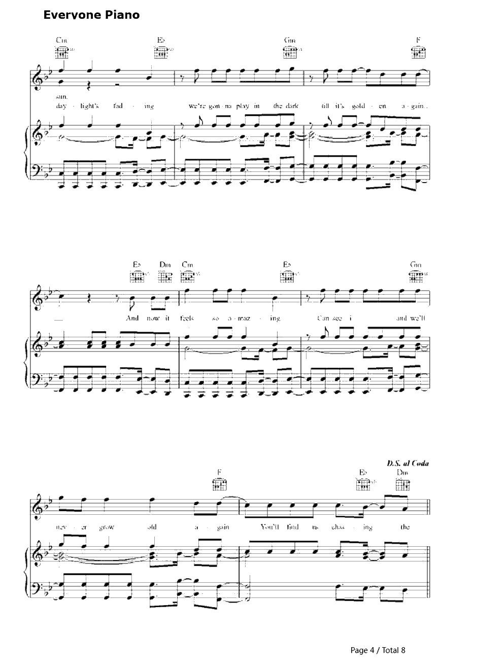 Chasing the Sun钢琴谱-TheWanted-冰川时代4主题曲4