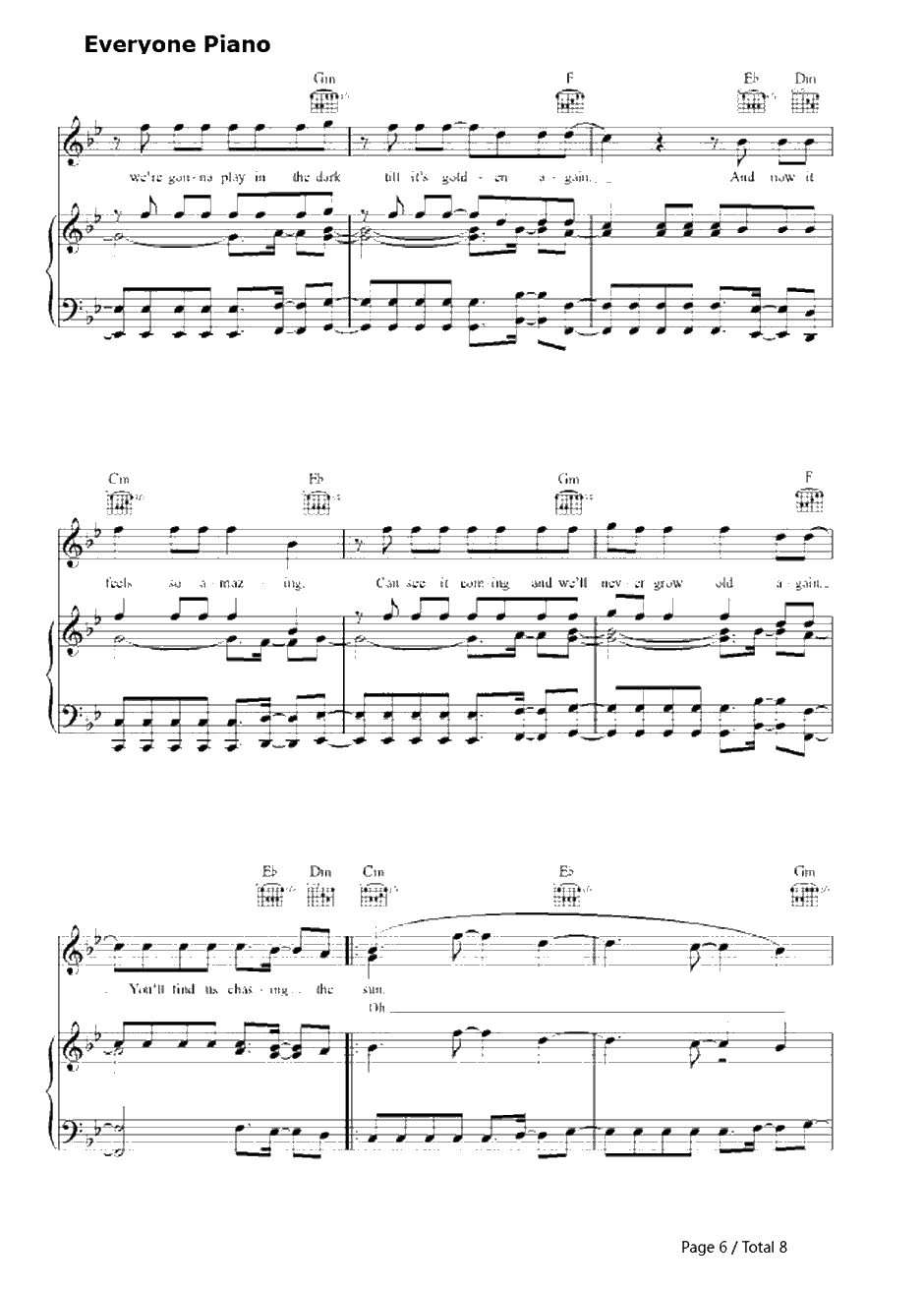 Chasing the Sun钢琴谱-TheWanted-冰川时代4主题曲6