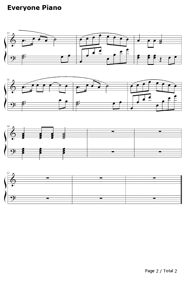 青春舞曲钢琴谱-王洛宾2