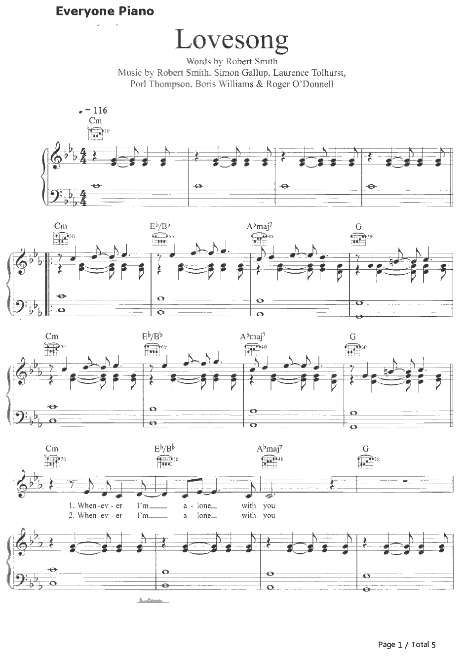 Lovesong钢琴谱-Adele1