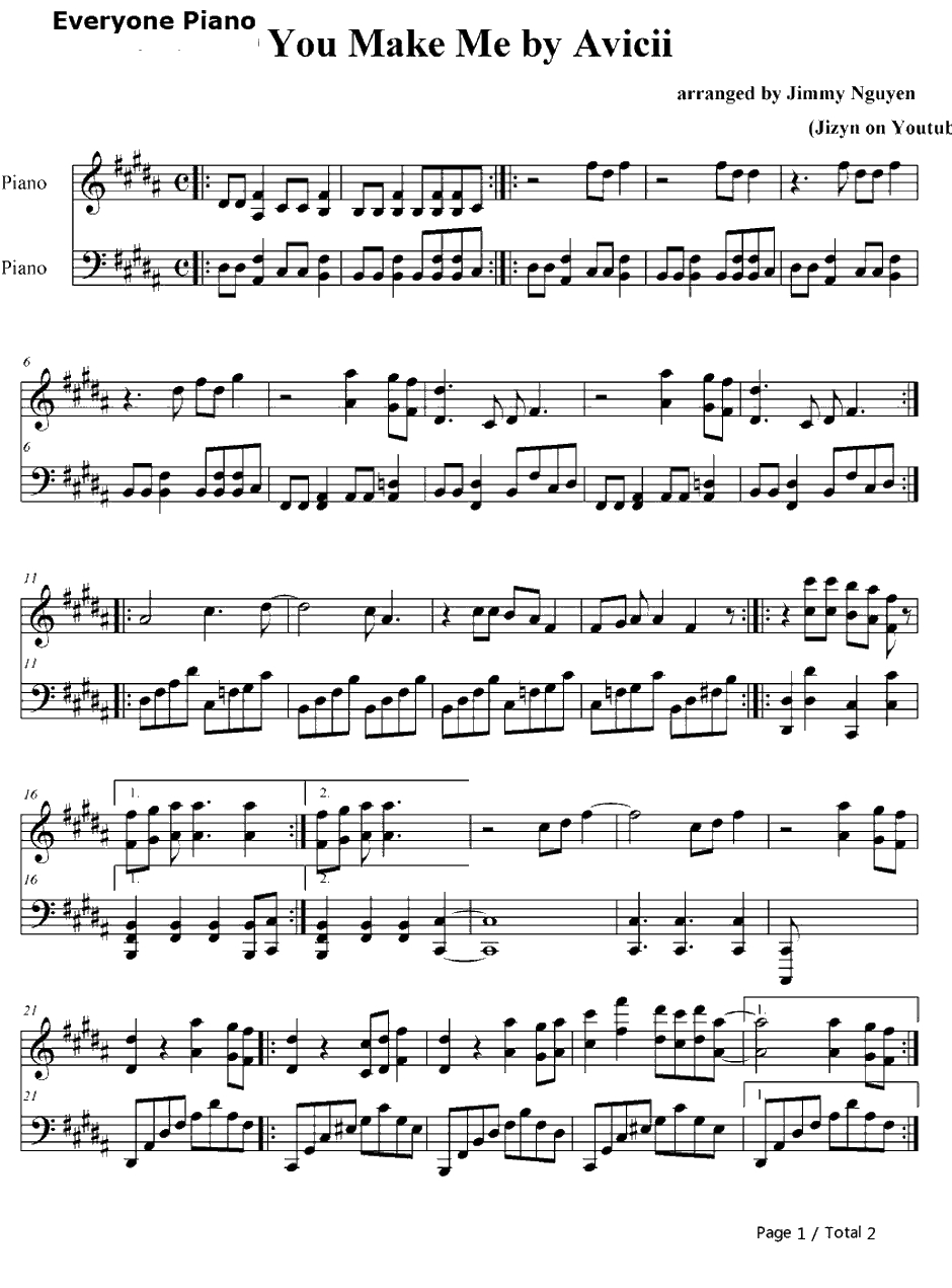 You Make Me钢琴谱-Avicii1