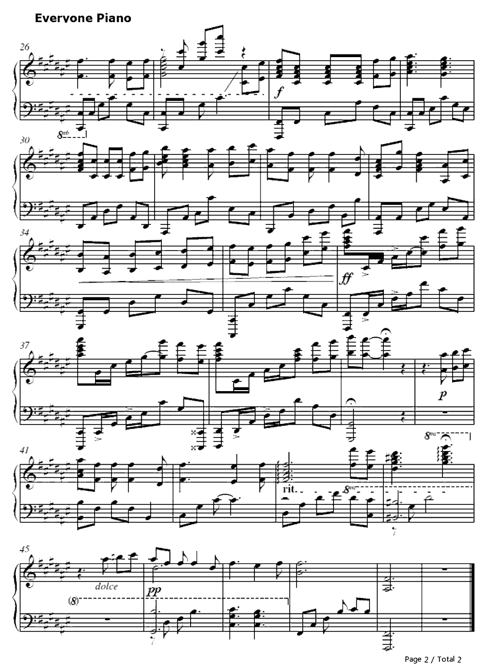 茜空钢琴谱-濑户麻沙美-花牌情缘2ED2