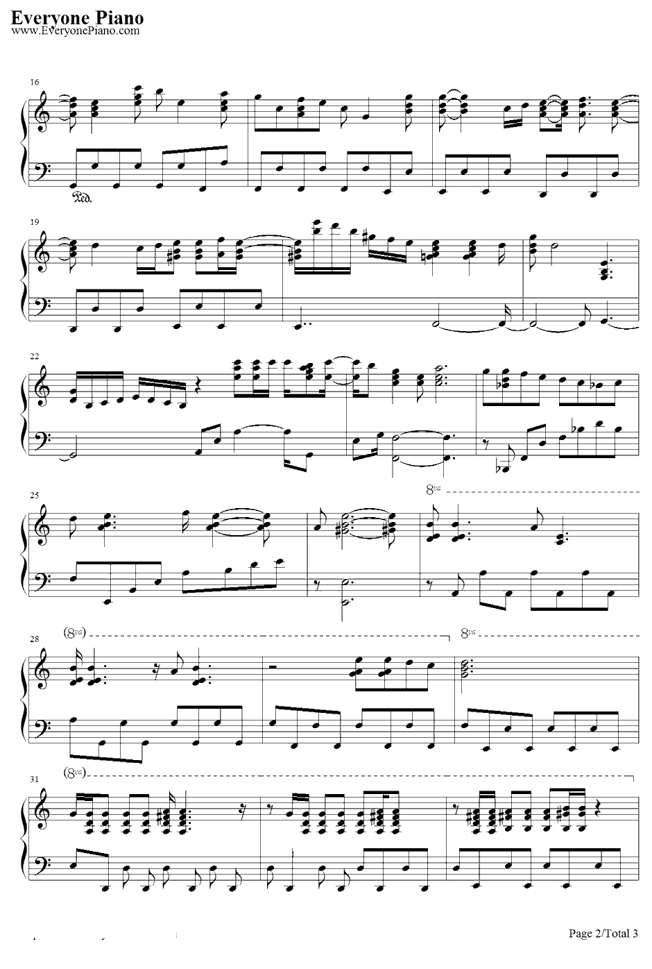 高鸣る钢琴谱-藤田麻衣子-绯色的碎片2OP2