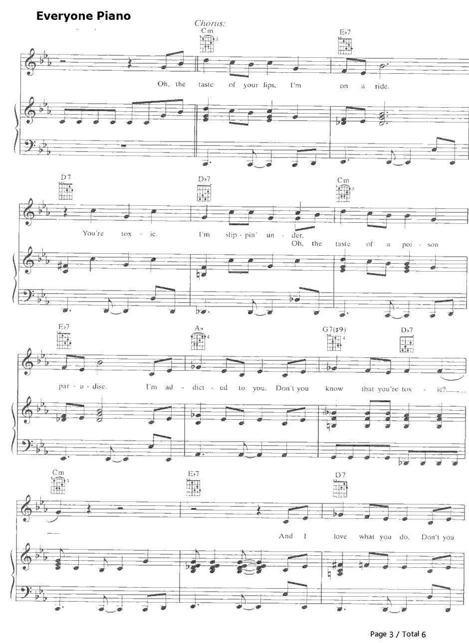 Toxic钢琴谱-BritneySpears3