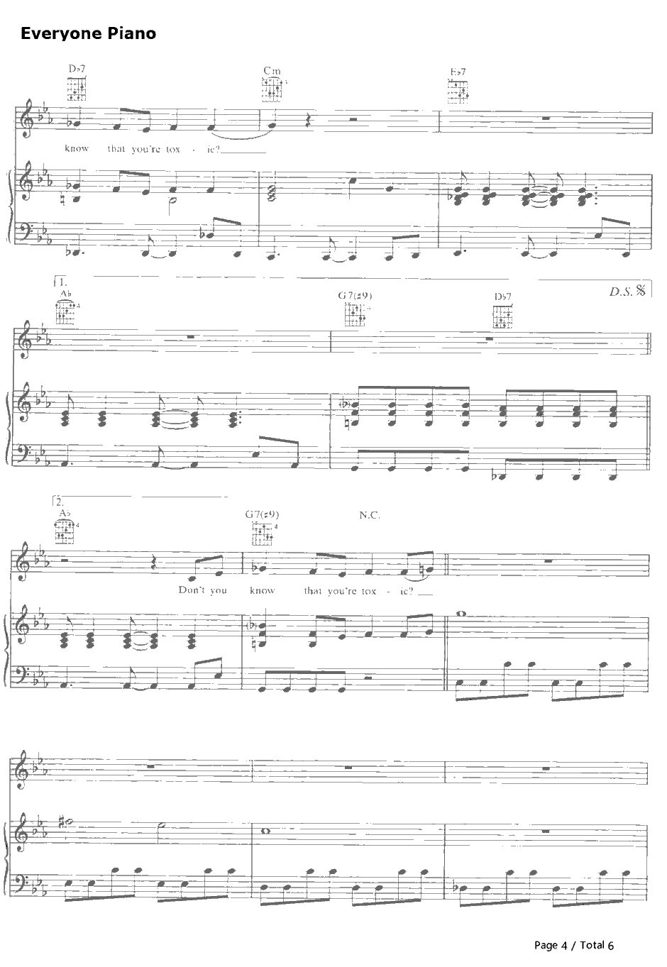 Toxic钢琴谱-BritneySpears4