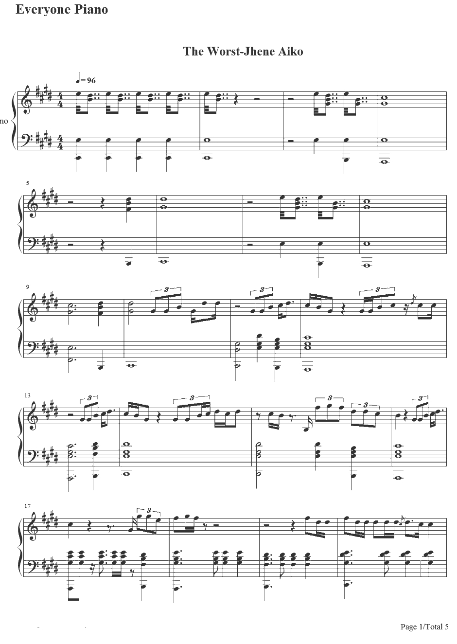 The Worst钢琴谱-JhenéAiko1