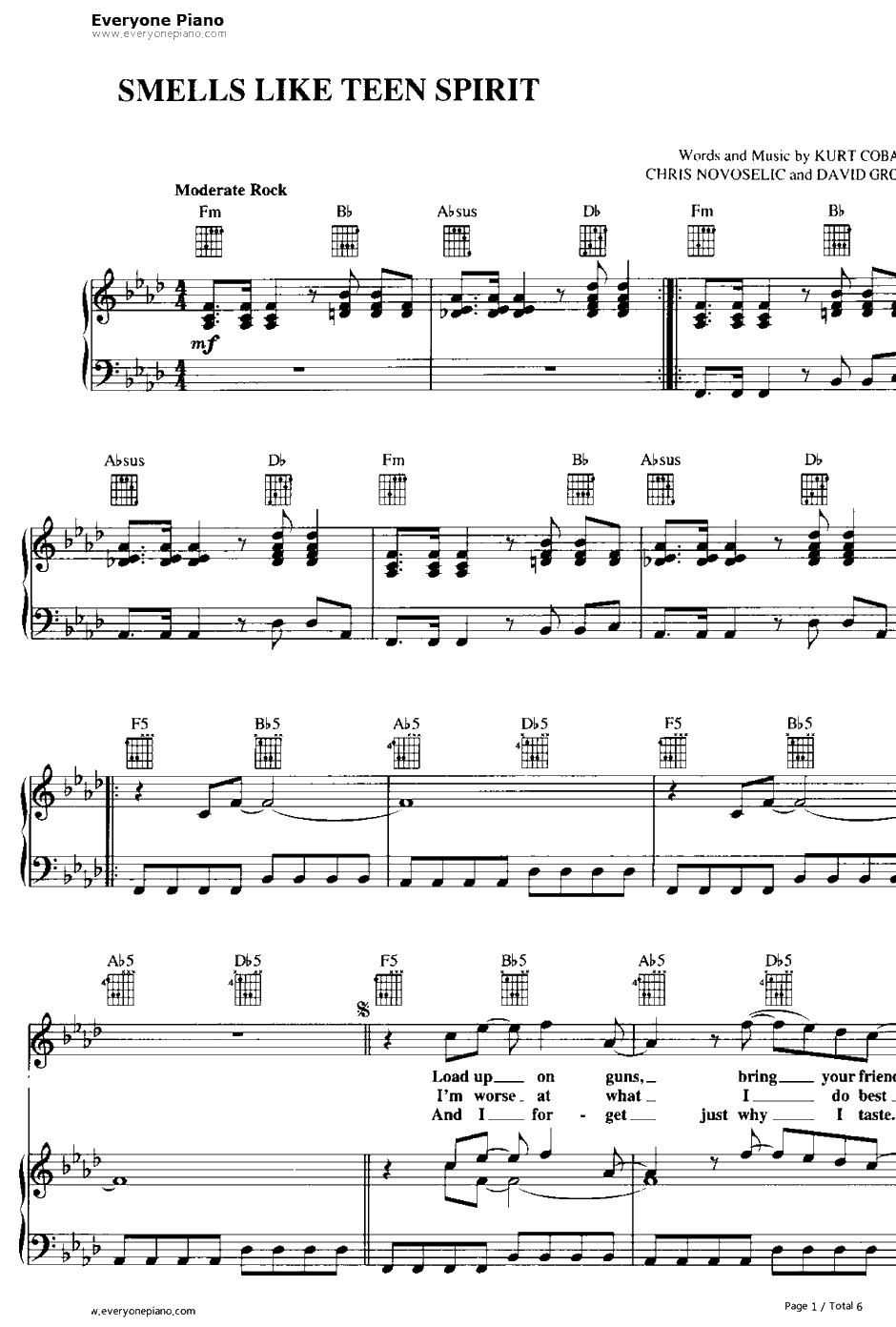 Smells Like Teen Spirit钢琴谱-Nirvana1