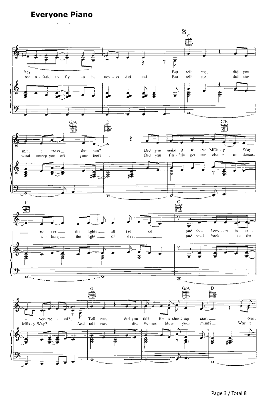 Drops of Jupiter(TellMe)钢琴谱-Train3