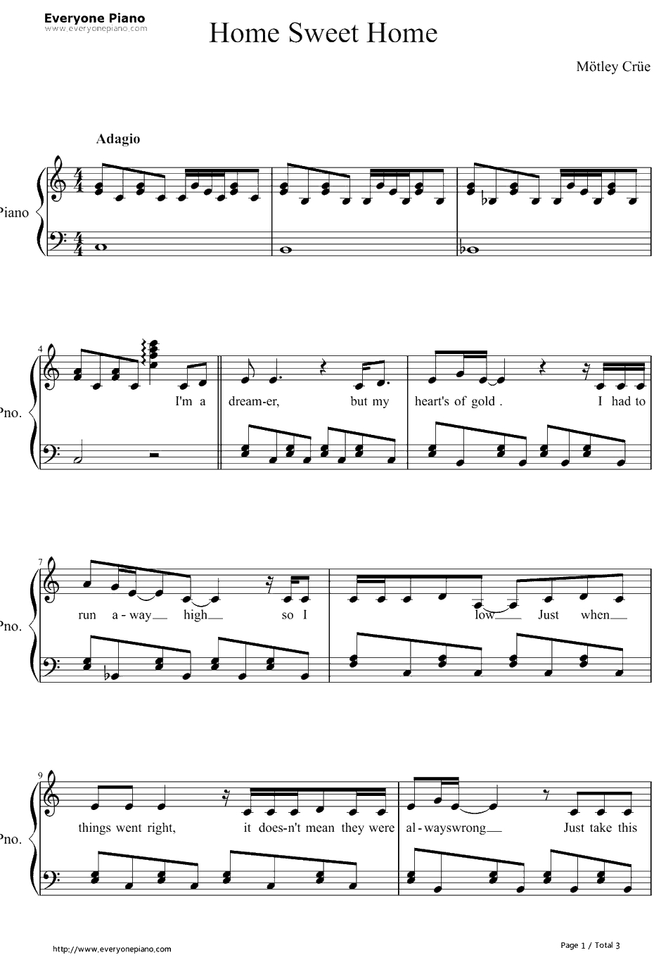 Home Sweet Home简单版钢琴谱-MötleyCrüe1