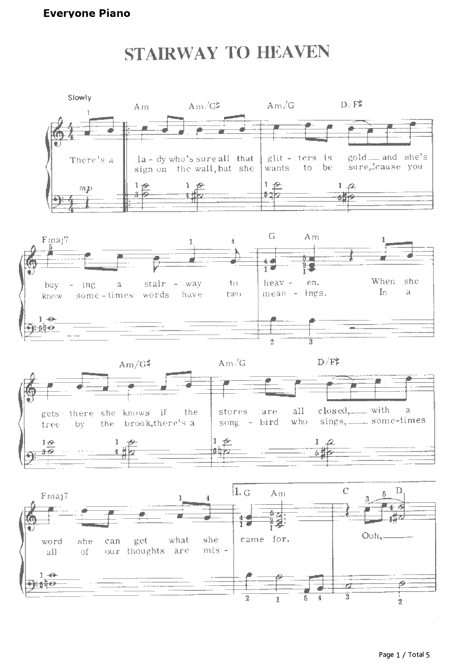 Stairway to Heaven钢琴谱-LedZeppelin1