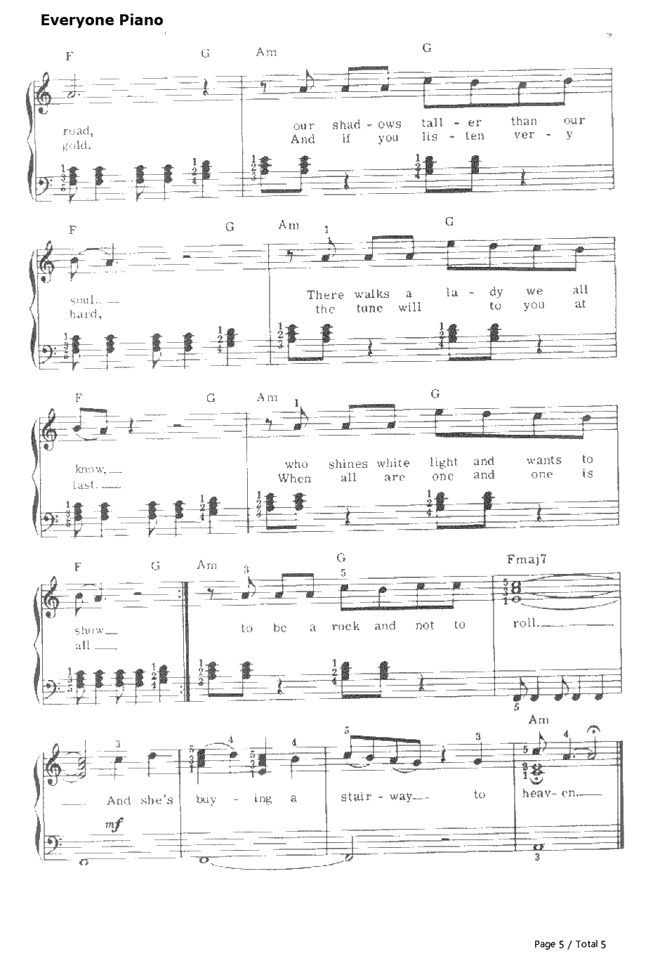 Stairway to Heaven钢琴谱-LedZeppelin5