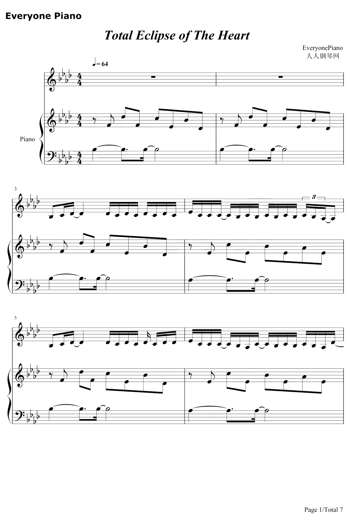 Total Eclipse of the Heart钢琴谱-BonnieTyler1