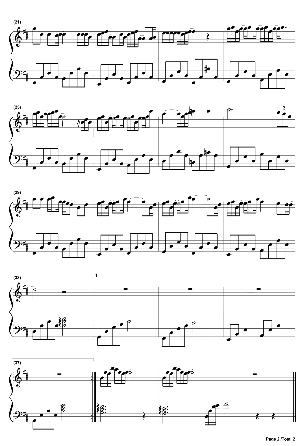 无情画钢琴谱-王呈章-双世宠妃Ⅱ片头曲2