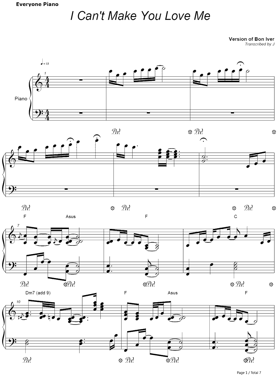ICan't Make You Love Me钢琴谱-BonIver1