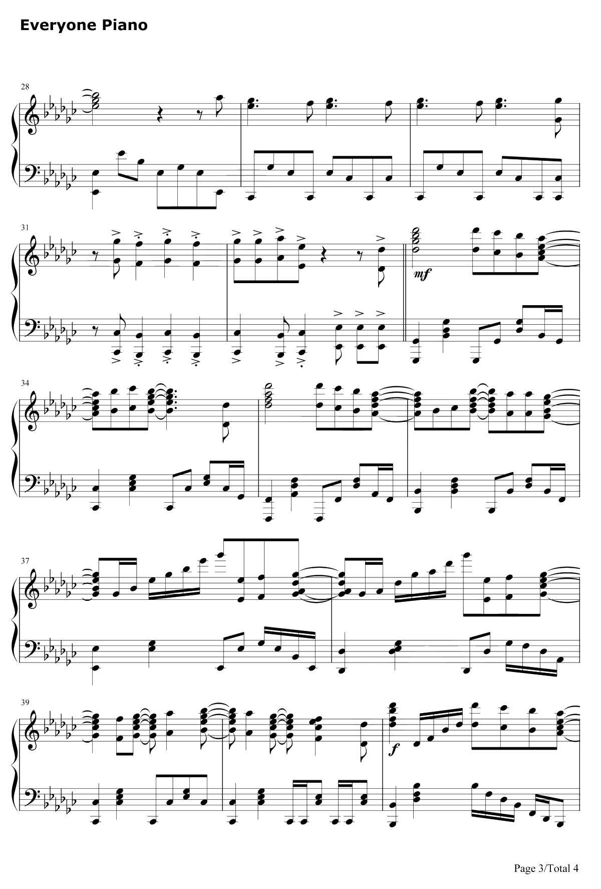 サタデーナイトクエスチョン钢琴谱-中岛爱3