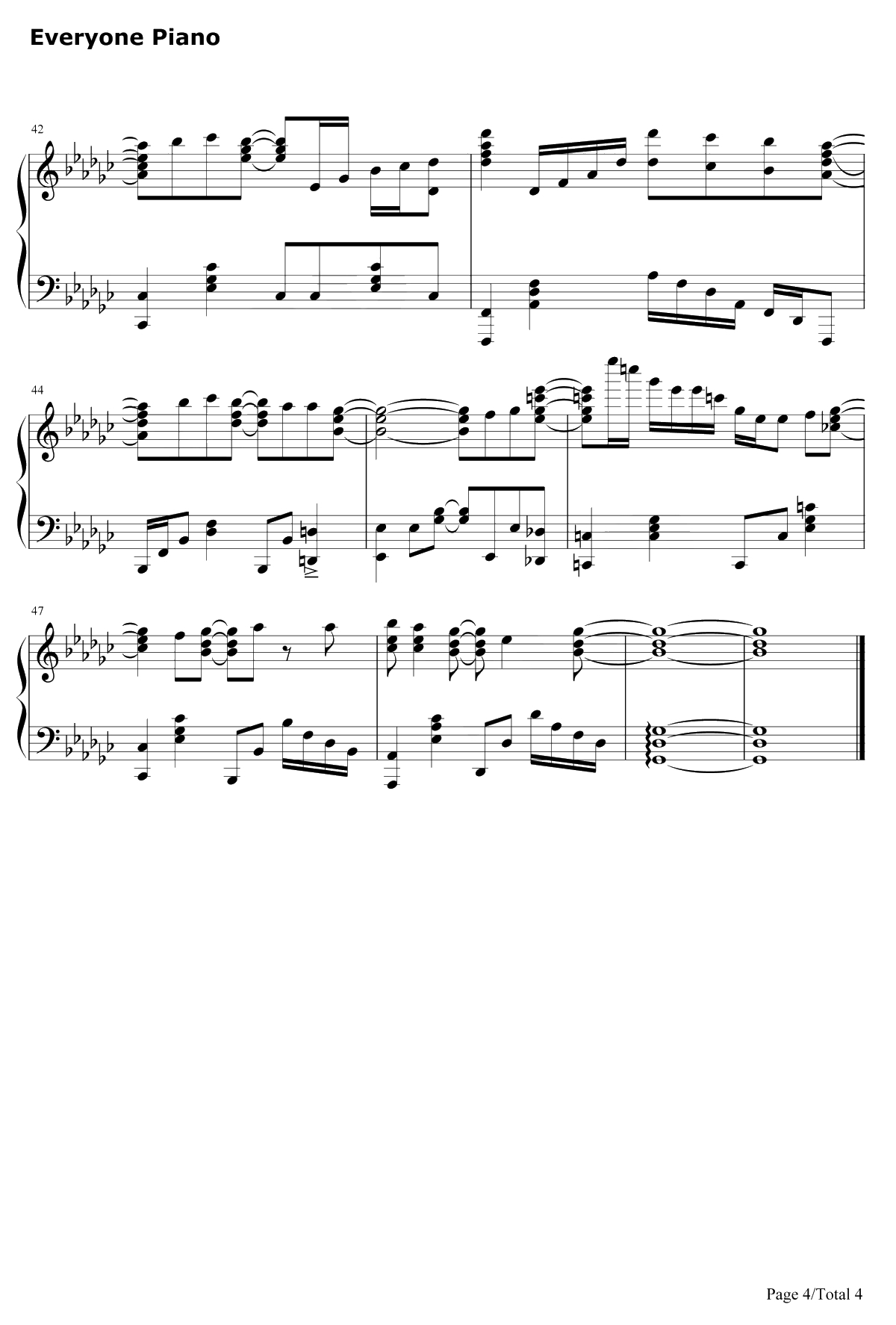 サタデーナイトクエスチョン钢琴谱-中岛爱4