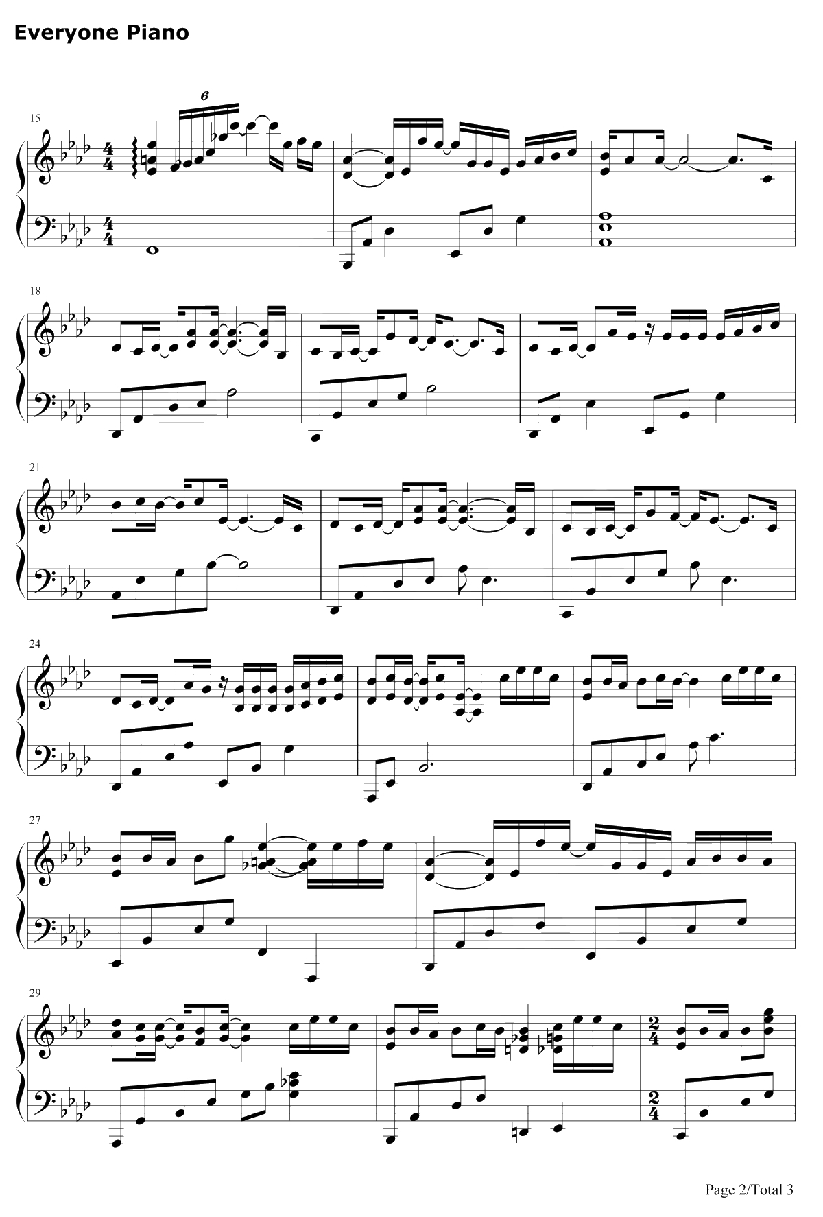 耳朵钢琴谱-李荣浩2