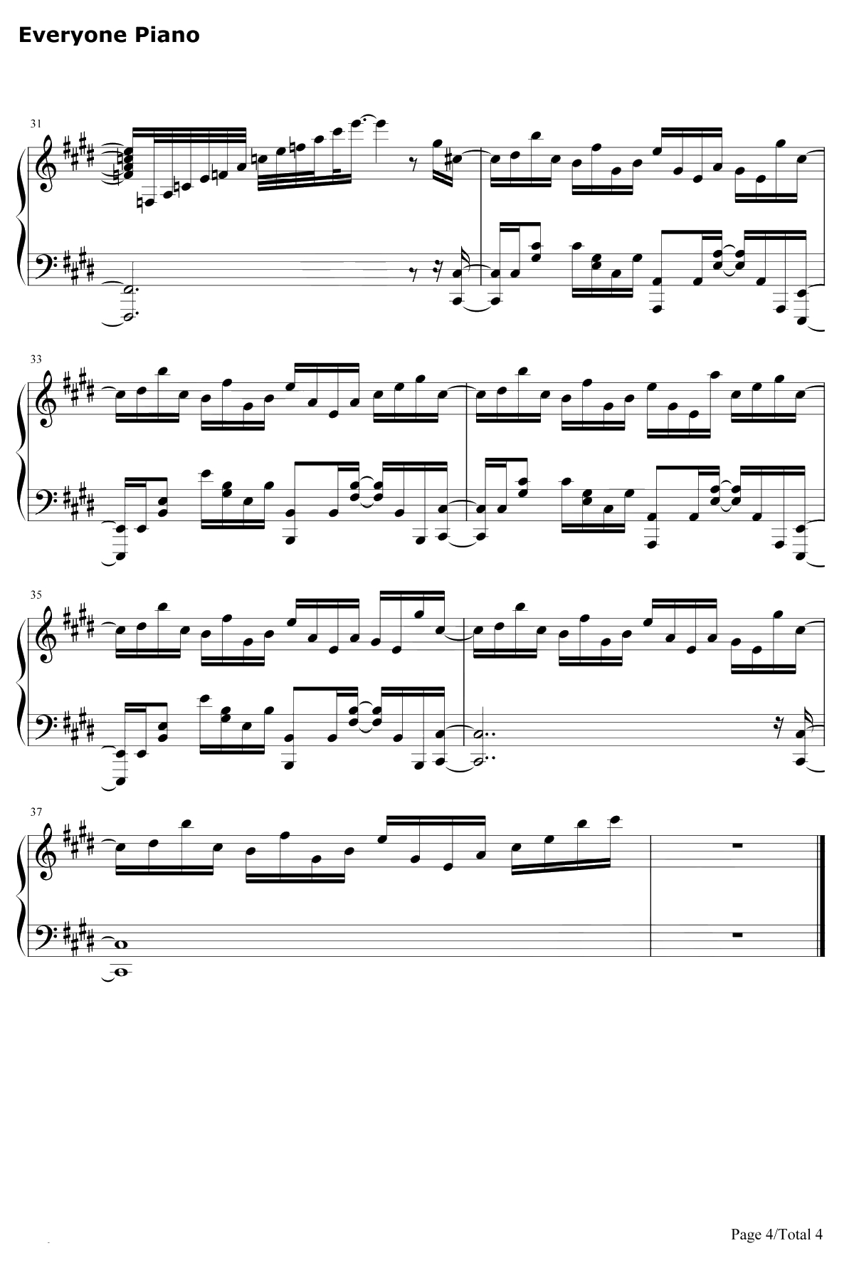 Vital钢琴谱-远藤正明-杀戮的天使OP4