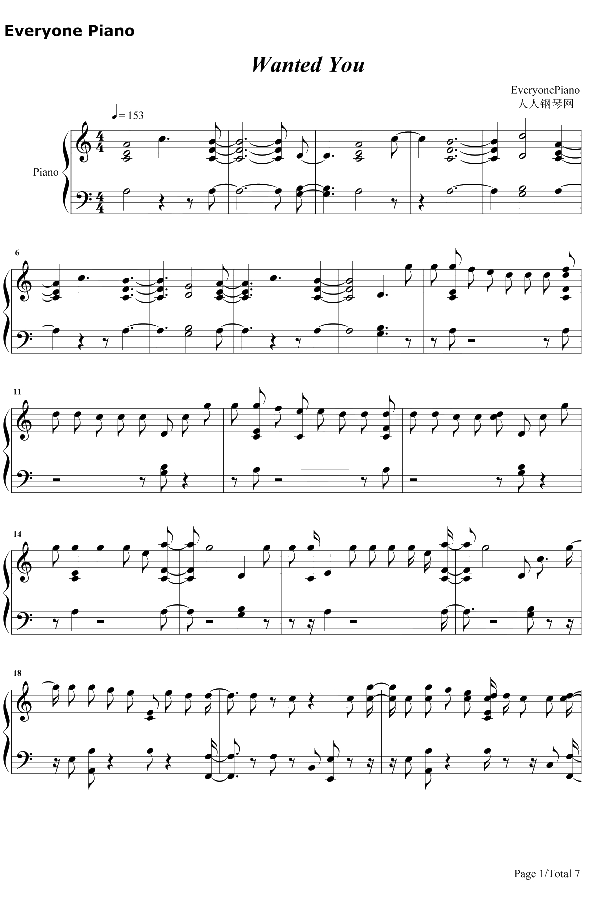 Wanted You钢琴谱-Nav / Lil Uzi Vert1