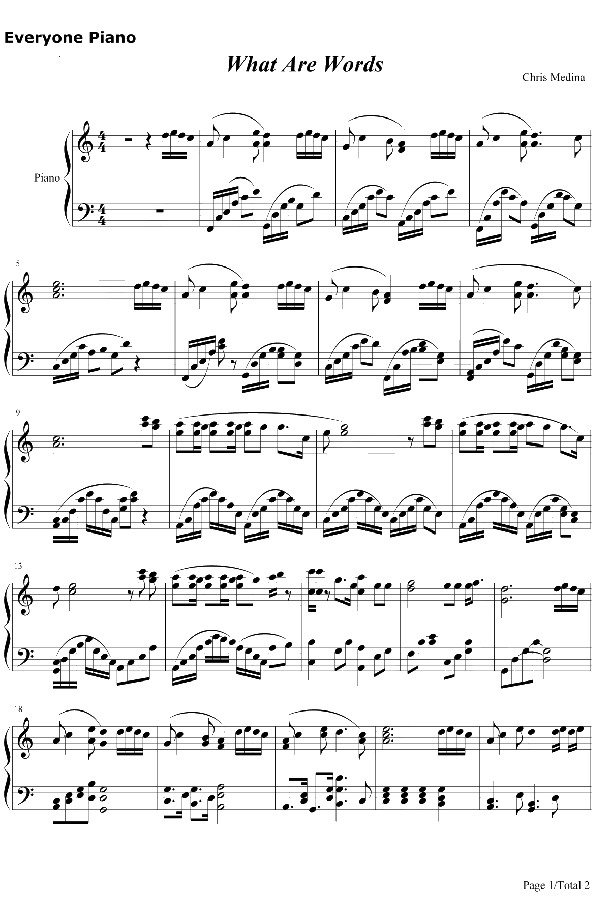 What Are Words 钢琴谱-Chris Medina1
