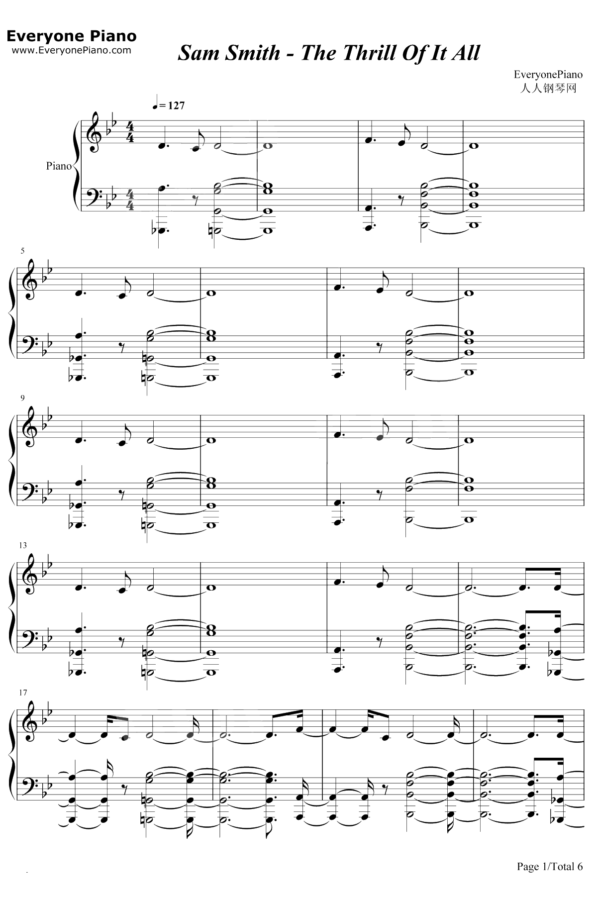 The Thrill of It All钢琴谱-Sam Smith1